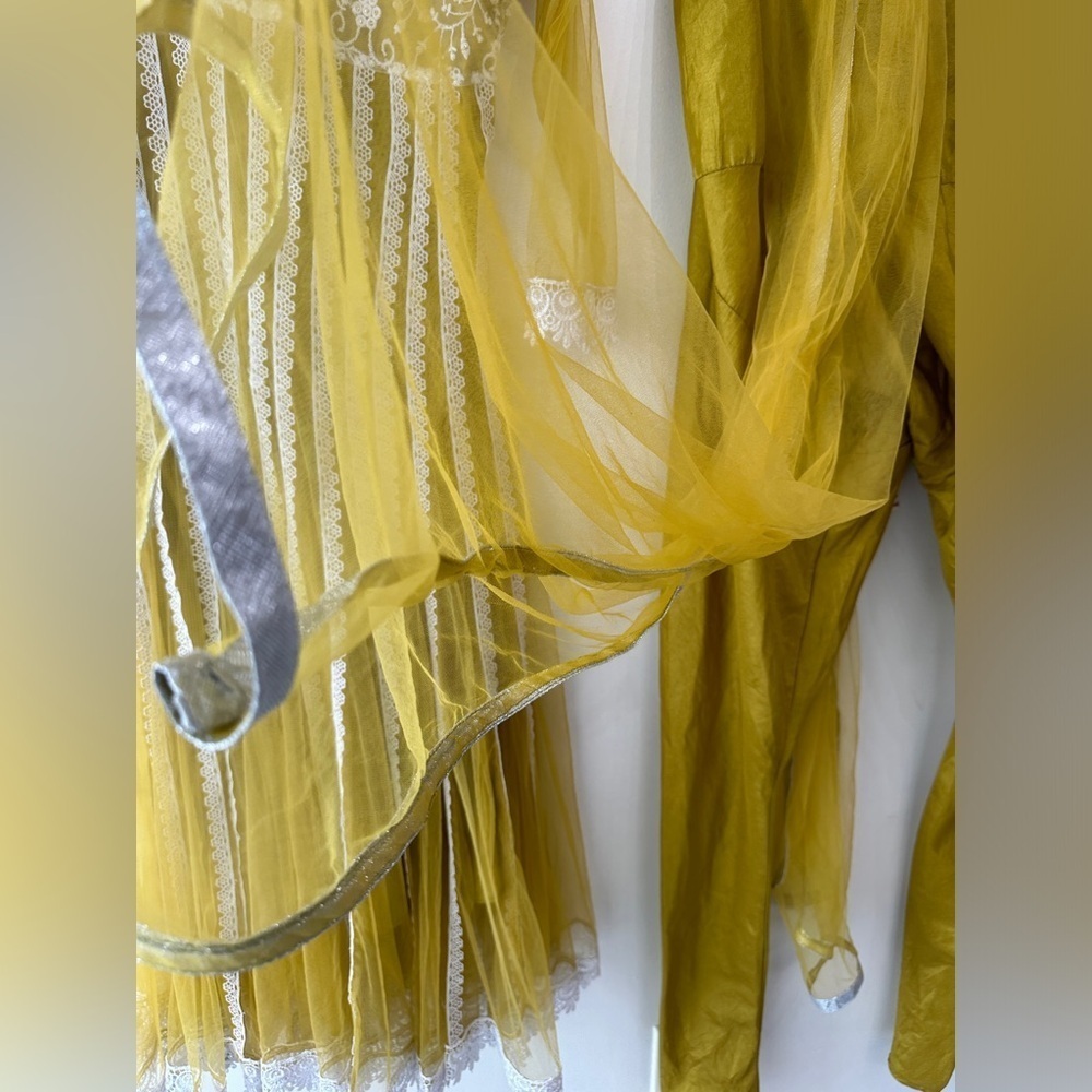 Salwar Suit - 3 piece Yellow - Beading & Lace-Adjustable Pant-See Measurement - Picture 4 of 10